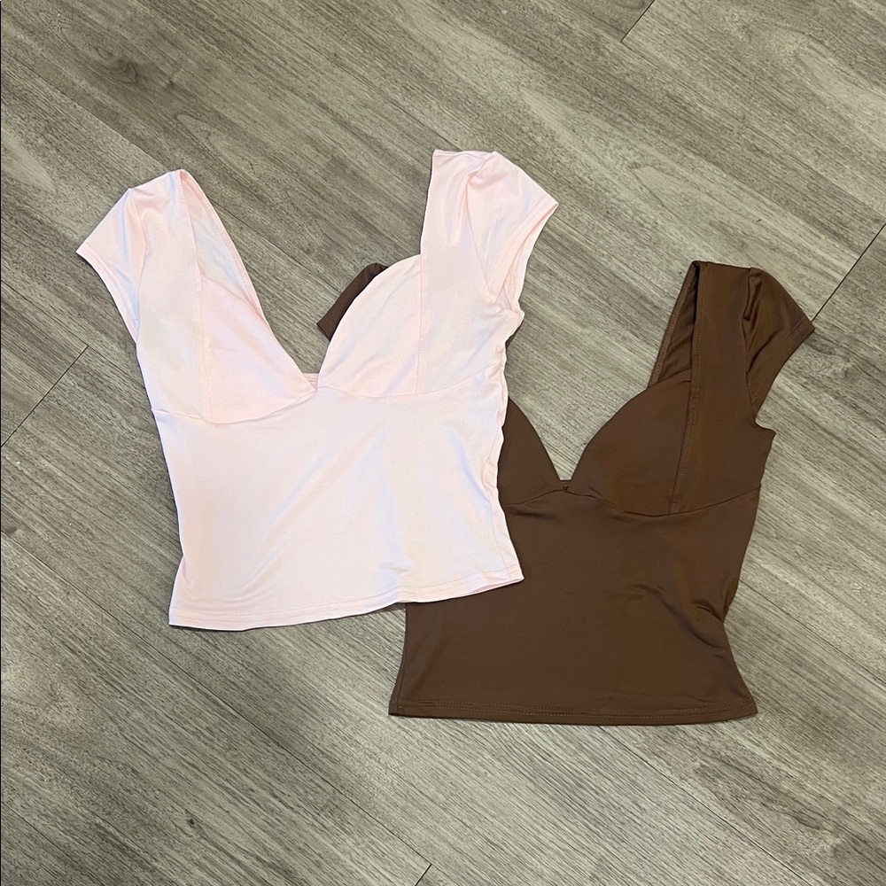 Elegant Pink and Brown Women's Tops